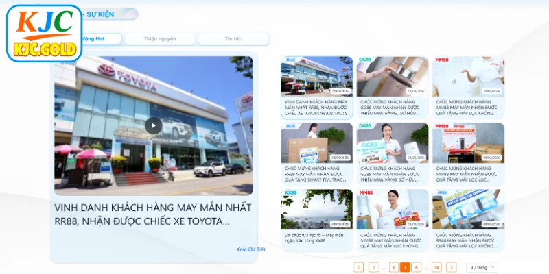 Các sự kiện KJC về hoạt động cộng đồng, thông báo hệ thống